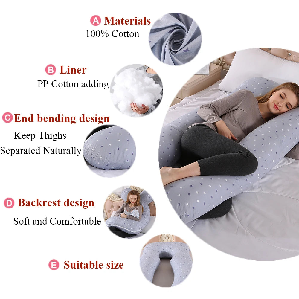 Oreiller de grossesse PANGDUBE 130 * 70cm Oreiller de taille de sommeil pour femmes enceintes Coussin d’allaitement pour femmes
