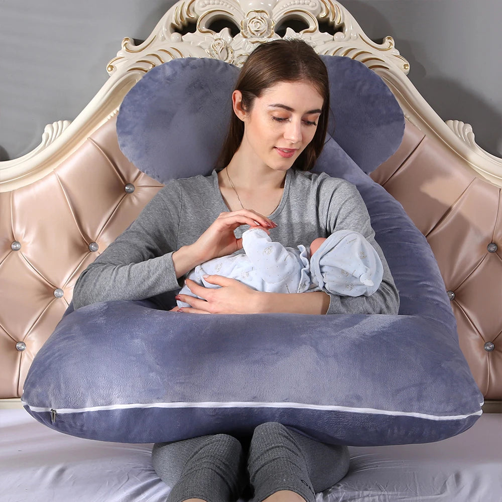 Oreiller de grossesse PANGDUBE 130 * 70cm Oreiller de taille de sommeil pour femmes enceintes Coussin d’allaitement pour femmes