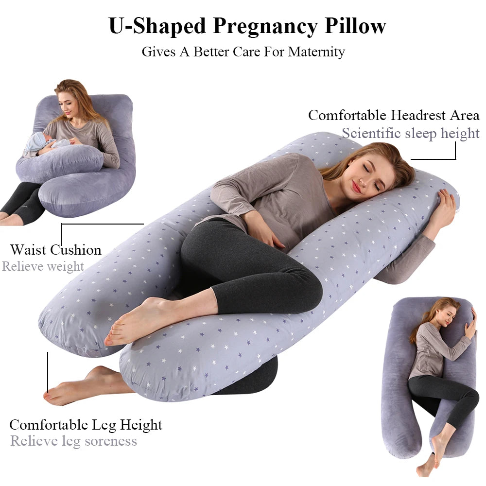 Oreiller de grossesse PANGDUBE 130 * 70cm Oreiller de taille de sommeil pour femmes enceintes Coussin d’allaitement pour femmes
