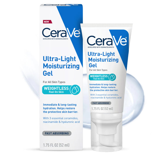CeraVe Gel Hydratant Ultra-Léger Gel Hydratant Visage avec Céramides, Niacinamide, Acide Hyaluronique, Sans Parfum, Sans Huile, Hydratant Matifiant Léger, 1.75 FL Oz