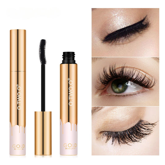 Mascara 3D allonge les cils noirs, Extension de cils, brosse, maquillage de beauté, longue tenue, couleur or