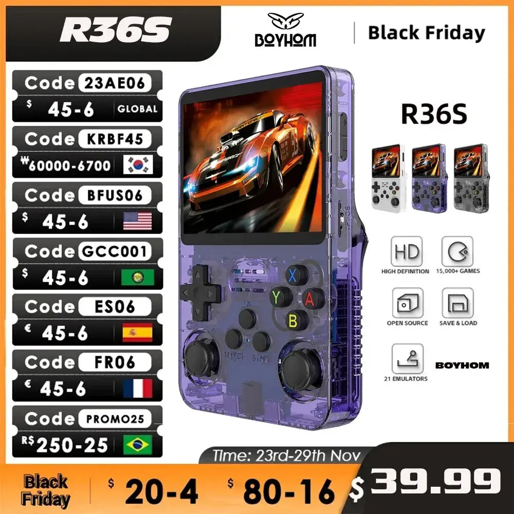 You Retro Play R36S Console de jeu portable open source