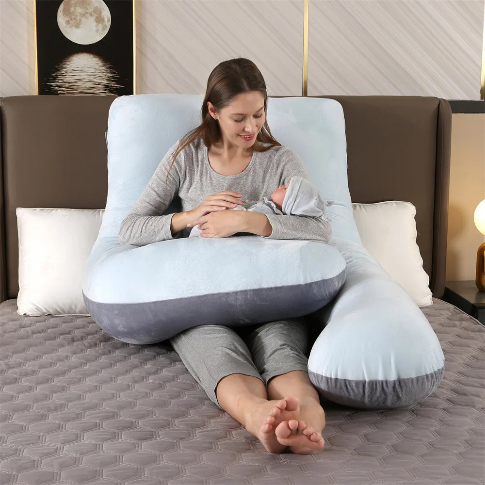Oreiller de grossesse PANGDUBE 130 * 70cm Oreiller de taille de sommeil pour femmes enceintes Coussin d’allaitement pour femmes