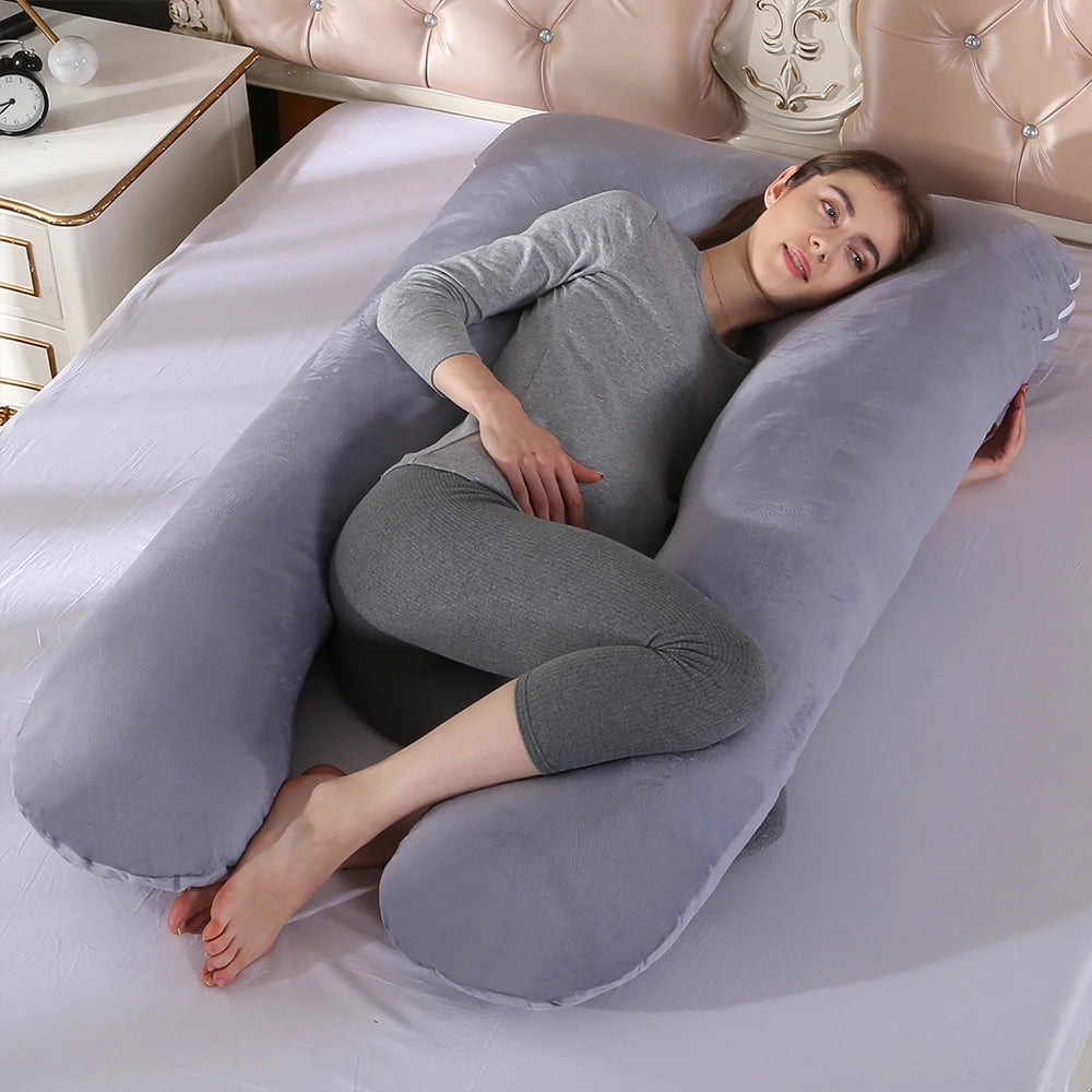 Oreiller de grossesse PANGDUBE 130 * 70cm Oreiller de taille de sommeil pour femmes enceintes Coussin d’allaitement pour femmes