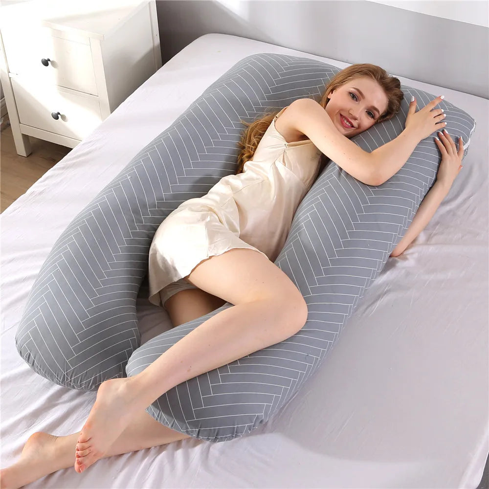 Oreiller de grossesse PANGDUBE 130 * 70cm Oreiller de taille de sommeil pour femmes enceintes Coussin d’allaitement pour femmes